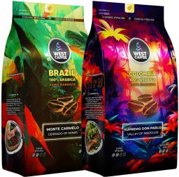 Kawa Ziarnista West Caffee 2KG ZESTAW Brazylia + Kolumbia
