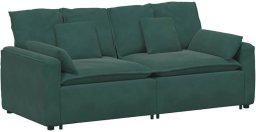 Sofa modułowa z poduszkami, ciemnozielona