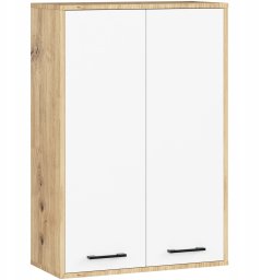 Szafka wisząca łazienkowa FIN 64 cm 2 drzwi 4 półki pojemna - artisan biała