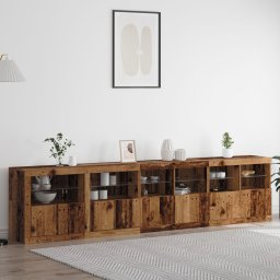 vidaXL Barek z lampkami LED Stare Drewno 283x37x67 cm Drewno inżynieryjne