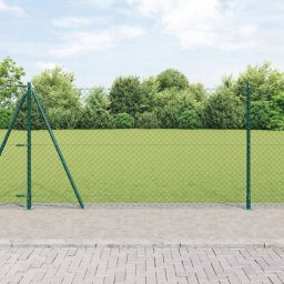 vidaXL Ogrodzenie z siatki łańcuchowej z 13 słupkami flanged 1.2x25 m ze stali ocynkowanej