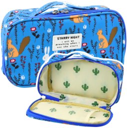Piórnik Lean Piórnik Szkolny Organizer Kosmetyczka Dodatkowa Kieszonka Niebieski 22,5cm LEAN