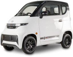Czterokołowiec lekki, skuter elektryczny zabudowany z dachem MICRO CAR BILI BIKE SIGMA 4 LIT LiFePO4 biały ciemne wnętrze