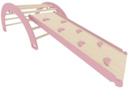Domowy plac zabaw Sweet Plus różowy | Montessori | bujak + zjeżdżalnia 2w1