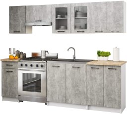 Zestaw szafek kuchennych z witryną OLIWIA 2.4m beton