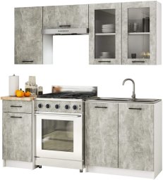 Zestaw szafek kuchennych z witryną OLIWIA 1.8m beton H720