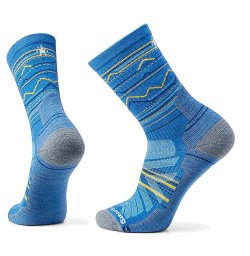 Smartwool U'S Hike Light Cushion Mountain Range Pattern Crew Socks, J96 | laguna blue, M