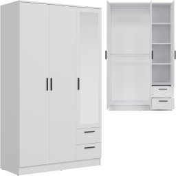 Szafa trzydrzwiowa z szufladami i lustrem 120 cm biała MONTANA MT03