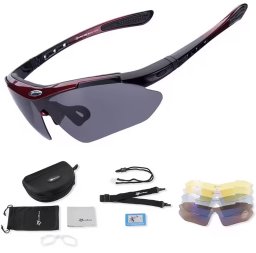 Okulary rowerowe polaryzujące 10001 - ZESTAW czarno-czerwone Okulary rowerowe polaryzujące 10001 - ZESTAW czarno-czerwone