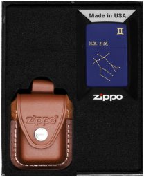 Zestaw ZIPPO Zapalniczka ZODIAC GEMINI DESIGN BLIŹNIĘTA Prezentowy No4