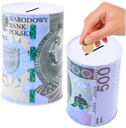 Skarbonka Metalowa Dla Dzieci Banknot 500 Złotych 15 x 10,5cm