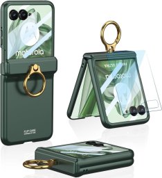 Etui z ringiem Supero Matte Ring do Motorola Razr 50 Ultra, zielone