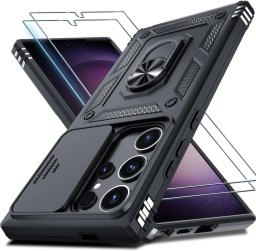 Etui pancerne 360 Camshield Ring Military do Samsung Galaxy S25 Ultra, czarne + 2 szkła