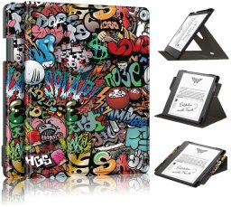 Etui na czytnik z klapką Supero do Amazon Kindle Scribe 10.2, motyw graffiti