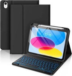 Etui z klawiaturą Bluetooth RGB Supero do Apple iPad 11 2025/2022, czarne