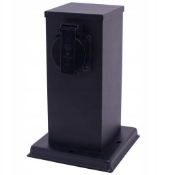 EKO-LIGHT SŁUPEK OGRODOWY ZASILAJĄCY 20CM 2 GNIAZDA 230V CZARNY IP44