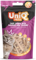 UNIQ PETS przysmaki dla kota - miękkie paski łosoś z tasuryną 50g