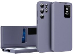 Etui z klapką Smart View skórzane do Galaxy S25 Ultra, fioletowe