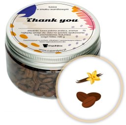 Kawa Thank You - o smaku waniliowym, spakowana w eleganckie pudełko mieszczące 100g ziaren 100% Arabica, prezent upominek podziękowanie dla nauczyciela wychowawcy