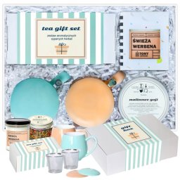 Big Box Tea gift set - zestaw prezentowy, herbaty sypane, świeca sojowa, kubki z zaparzaczem i pokrywką na prezent upominek dla faceta kobiety niej