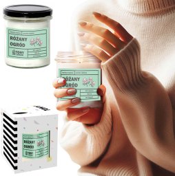 Świeca sojowa naturalna zapachowa RÓŻANY OGRÓD- najlepsza aromatyczna bezpieczna ręcznie robiona w szklanym słoiczku 300ml 50h palenia na prezent upominek