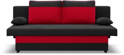 Kanapa, funkcja spania, Hugo, 191x91x92 cm, czarny, czerwony | TYLETEGOTU