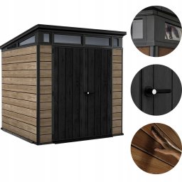 Keter Premium Signature Decocoat 7x7 kolor orzecha włoskiego zamykany schowek z dwiema drzwiami