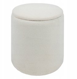 Okrągła pufa biała KAYDI boucle, Ø 35 cm