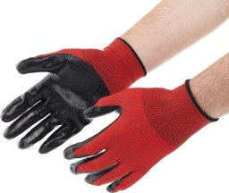 Rękawice Ochronne Rękawiczki Robocze Czarno Czerwone Mocne Rozmiar L