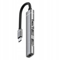 Adapter 4w1 HUB USB-C USB 2.0 Jack 3,5mm