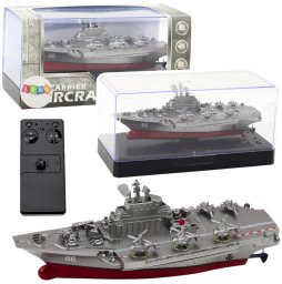 Statek Militarny Łódź Zdalnie Sterowana RC Srebrna 15cm LEAN Toys