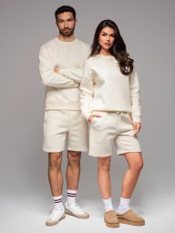 Zestaw dresowy dla par UNISEX bluza + szorty - kremowy V2 Z108 XS/S