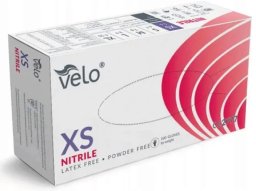 VELO NITRILE BLUE  XS Rękawice nitrylowe zabiegowe bezpudrowe, niebieskie, 100 szt.