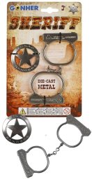 Kajdanki + metalowa odznaka szeryfa