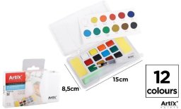 Farba akwarelowa z pędzlem wodnym 12 kolorów