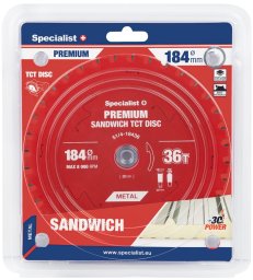 Cutting disc 184x36Tx20/16mm, Sandwich PREMIUM, SPECIALIST+