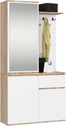 Szafa do przedpokoju z lustrem ENTRO 95 cm duża garderoba wieszaki - sonoma biała