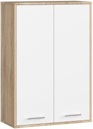 Szafka wisząca łazienkowa FIN 64 cm 2 drzwi 4 półki pojemna - sonoma biała