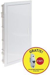 Rozdzielnica modułowa Legrand RWN 602433P podtynkowa 3x12 modułów IP40 drzwi białe+ wyłącznik nadprądowy 1P B16 RX3 ( 3 szt.)