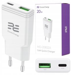 Ładowarka sieciowa SLIM 20W USB-A USB-C QC PD Encore Energy MD-2083ZA standard