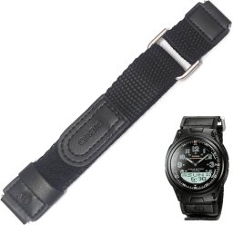 Materiałowy pasek do zegarka Casio AW-80 czarny 18 / 21 mm .