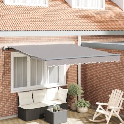 VidaXL Automatyczna markiza chowana jasnoszara 300x250 cm, Tkanina do markizy vidaXL do ramy 3x2.5 m jasnoszara