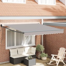 VidaXL Automatyczna zwijana markiza jasnoszara 300x250 cm, vidaXL Materiał wymienny na markizę do ramy 3x2,5 m jasnoszary