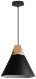 Lampa sufitowa metalowa klosz lite drewno wisząca AT8-1SZ-Black