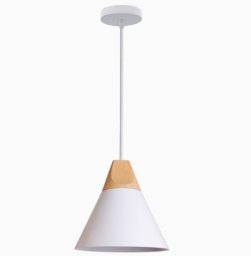 Lampa sufitowa metalowa klosz lite drewno wisząca AT8-1SZ-White