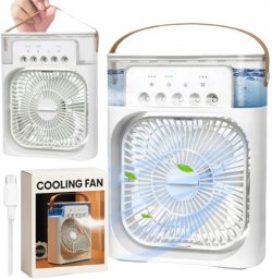 Klimatyzator Przenośny 3w1 USB  Nawilżacz + Wentylator + Chłodzenie Wodne LED Slim