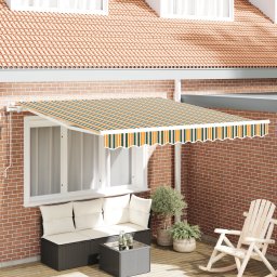 vidaXL Automatyczna Markiza Chowana Zielono-Żółta 300x250 cm