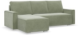 Narożnik z funkcją spania, sztruks, Union, 231x142x92 cm, oliwkowy | TYLETEGOTU