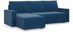 Narożnik z funkcją spania, sztruks, Union, 231x142x92 cm, granatowy | TYLETEGOTU