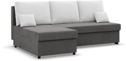 Narożnik z funkcją spania, Flow, 201x138x92 cm, biały, szary